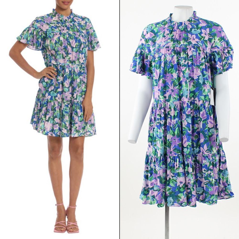 Donna Morgan Ruffled Tiered Dress Royal Blue Violet